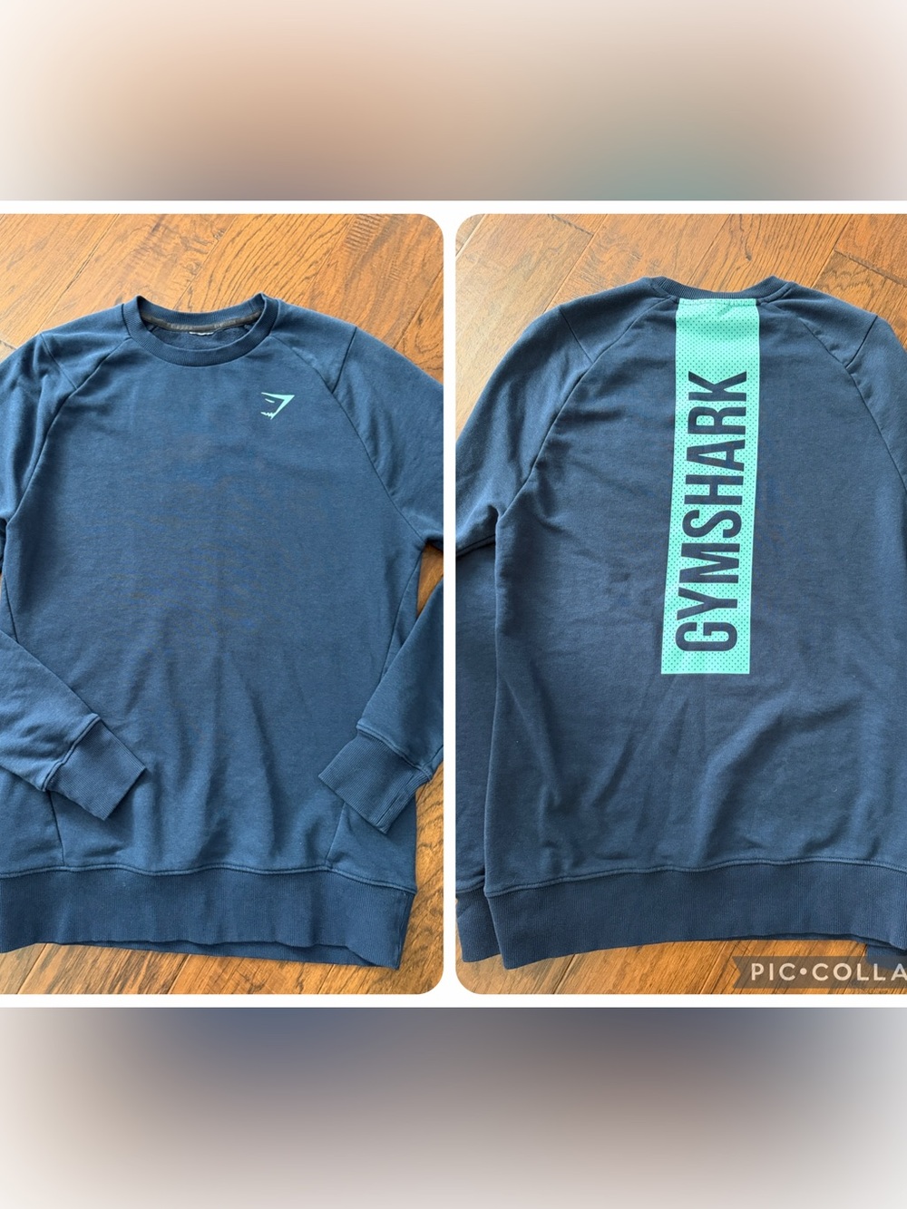 Gymshark-Navy w/aqua logo Crewneck Sweatshirt - Picture 1 of 8